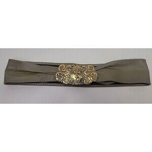 “Leather Shop” Vintage Y2K Womens Genuine Tan Adjustable Leather Belt Gold Sz M‎